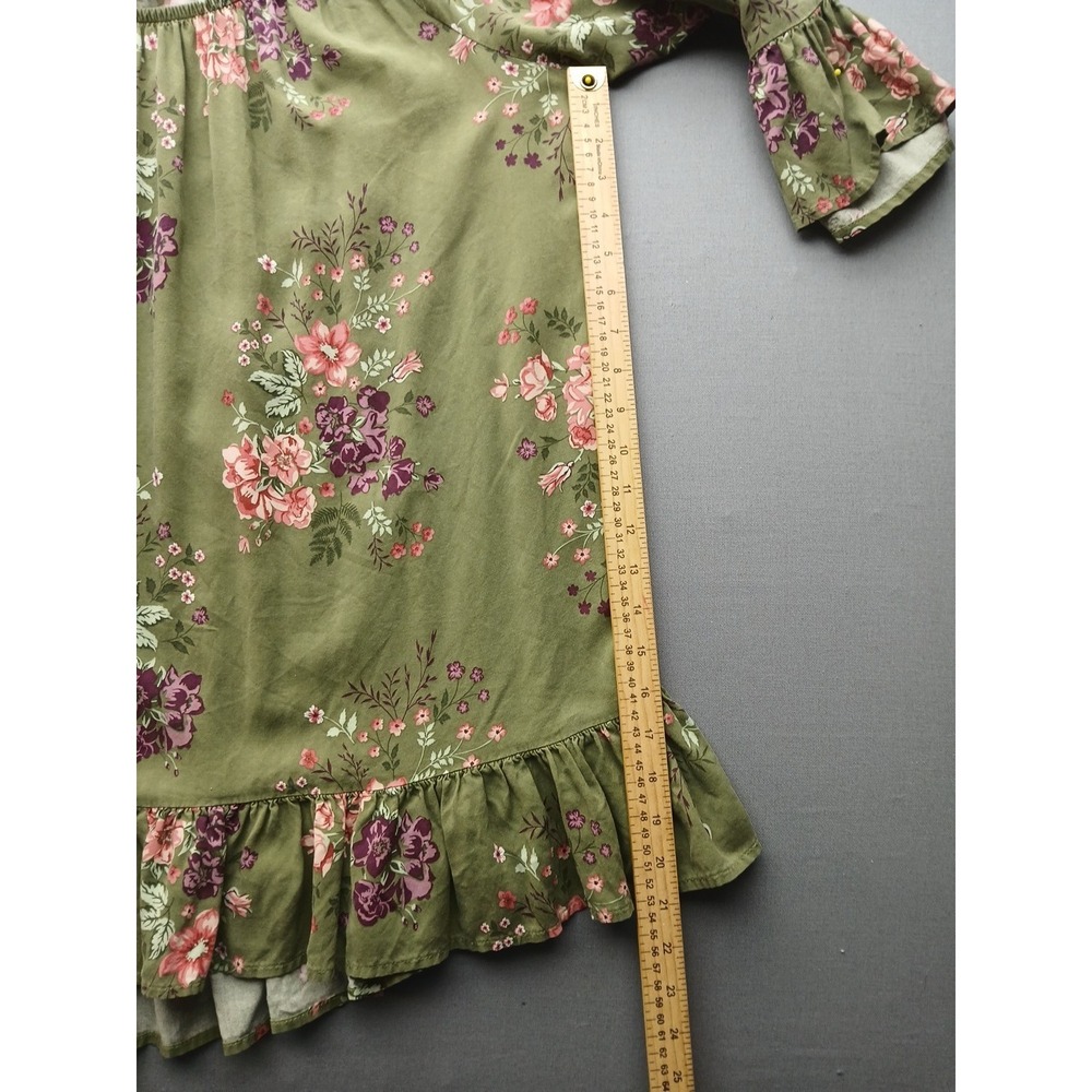 Ladies terra & sky 2x tunic top Boho Style 3/4 Sleeve Green Floral - Picture 12 of 16